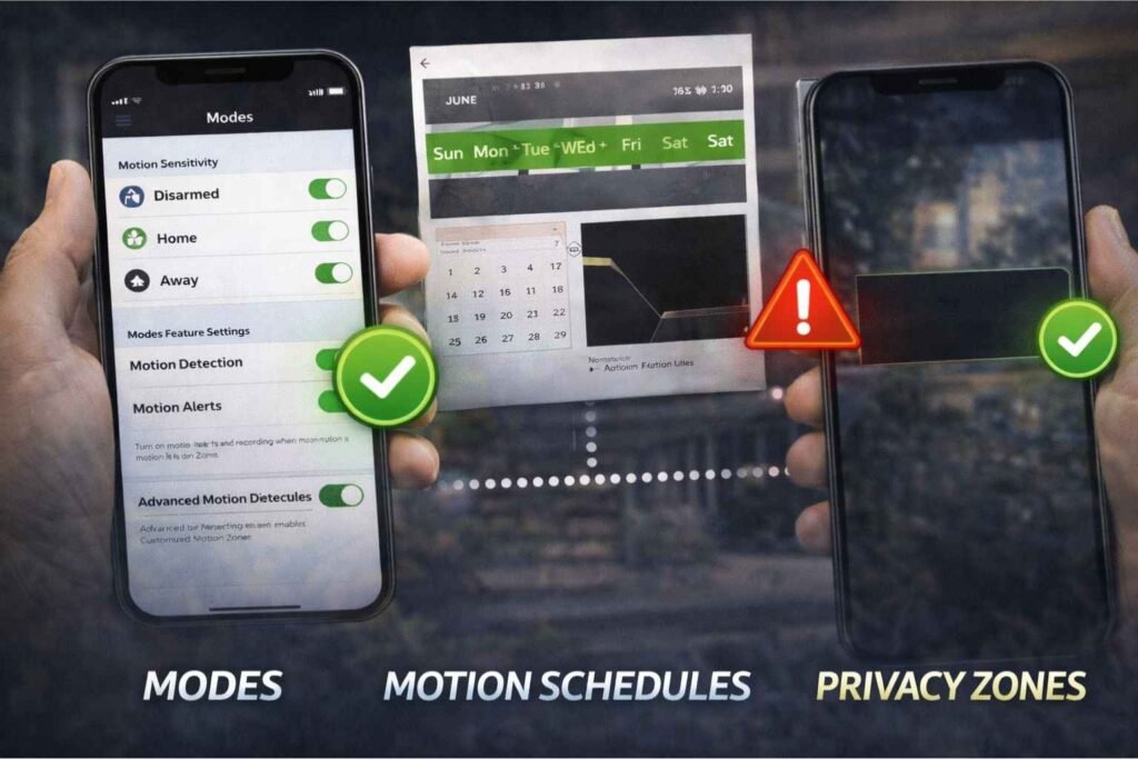 Check Modes, Motion Schedules, and Privacy Zones image